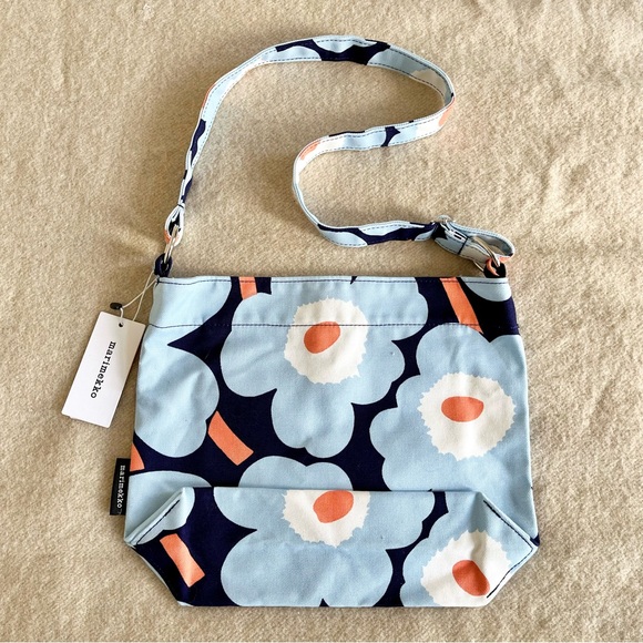 NWT Marimekko Unikko Blue / Peach Venni Bag - Picture 3 of 10